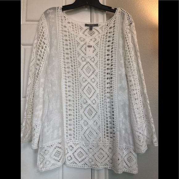Tops - NWT Anthropologie Embroidered & Crochet Top Sz. L